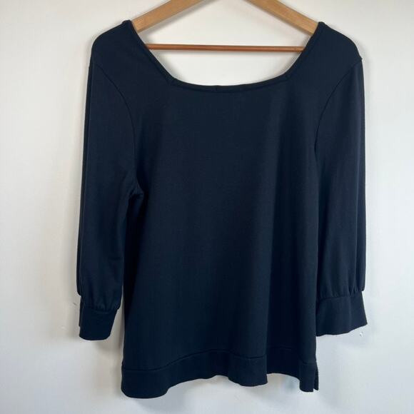 Threads 4 Thought Modal Spandex 3/4 Sleeve Square Neck Basic Top Black Size M - Picture 8 of 9